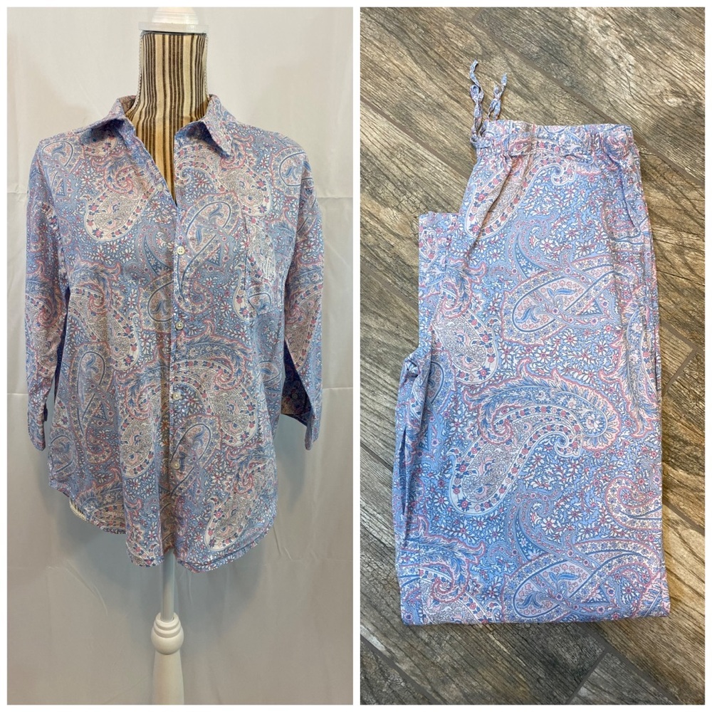 Vintage paisley 2 pc pajama set blue cool colors
